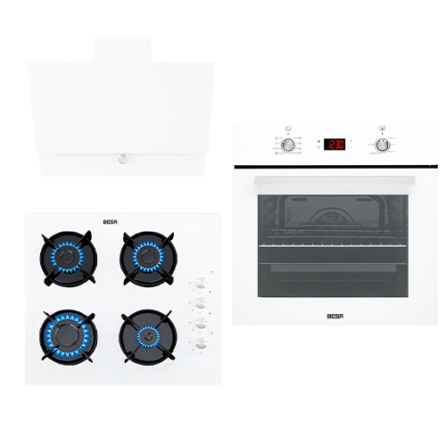 BESA AF-64/Beyaz Cam Ankastre Set